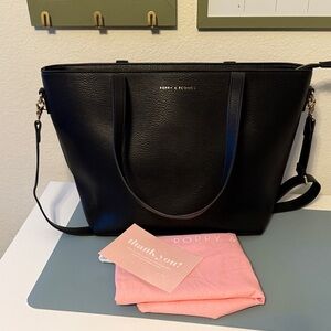 Poppy & Peonies black tote bag